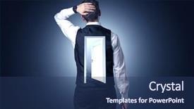  Presentation with open door - Theme having thinking with an open door background and a ocean colored foreground