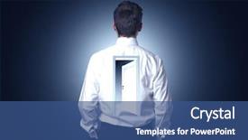  Presentation with open door - Colorful presentation enhanced with thinking with an open door backdrop and a ocean colored foreground