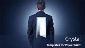  Presentation with open door - Slide deck consisting of thinking with an open door background and a navy blue colored foreground