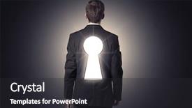  Presentation with keyhole - Beautiful PPT layouts featuring thinking with black keyhole backdrop and a dark gray colored foreground