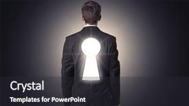  Presentation with keyhole - Cool new presentation theme with thinking with black keyhole backdrop and a dark gray colored foreground