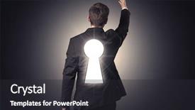  Presentation with keyhole - Presentation design enhanced with thinking with black keyhole background and a dark gray colored foreground