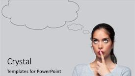  Presentation with upwards - Presentation theme having thinking with blank thought bubble background and a light gray colored foreground
