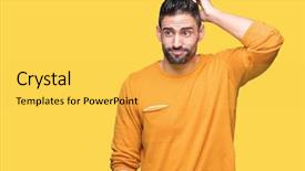  Presentation with isolated paw prints over white - Cool new presentation theme with thinking with hand on head backdrop and a yellow colored foreground