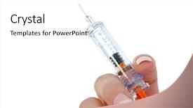  Presentation with drop - Presentation enhanced with blood thinner - woman's hand holding syringe drop background and a white colored foreground
