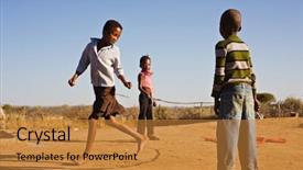  Presentation with african children - Presentation design consisting of third - african children jumping rope background and a gold colored foreground