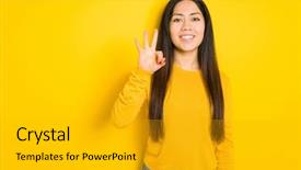  Presentation with beautiful midnight sun over - Audience pleasing PPT theme consisting of third - beautiful brunette woman over yellow backdrop and a  colored foreground