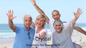  Presentation with third - Presentation theme having third - group of senior people background and a light blue colored foreground