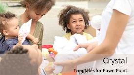  Presentation with african children - Cool new theme with third - volunteer sharing clothes and toys backdrop and a lemonade colored foreground