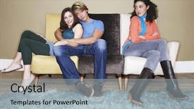  Presentation with young sing woman singing young - Presentation design enhanced with third - young woman sitting with arms background and a light gray colored foreground