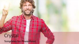  Presentation with utility model - Slides enhanced with third eye - handsome hispanic model man background and a  colored foreground