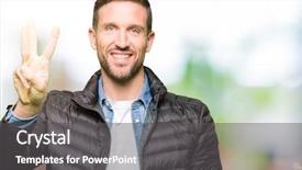  Presentation with lab coat sales - PPT layouts featuring third eye - handsome man wearing winter coat background and a  colored foreground