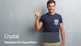  Presentation with grey - Slide deck having third eye - handsome young man over grey background and a  colored foreground