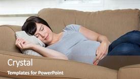  Presentation with pregnant woman - Slides featuring third eye - pregnant woman sleeping on sofa background and a coral colored foreground