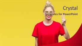  Presentation with arabian woman wearing hijab muslim - PPT theme featuring third eye - young beautiful blonde woman wearing background and a  colored foreground