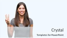  Presentation with confident young hispanic woman - Audience pleasing PPT theme consisting of third eye - young beautiful hispanic woman showing backdrop and a  colored foreground