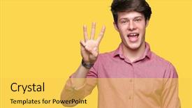  Presentation with number - Colorful slide set enhanced with third eye - young handsome business man backdrop and a  colored foreground