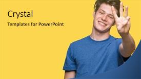  Presentation with blue - Colorful theme enhanced with third eye - young handsome man wearing blue backdrop and a yellow colored foreground