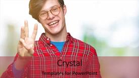  Presentation with elegant man in glasses optics - PPT theme with third eye - young handsome man wearing glasses background and a  colored foreground