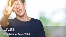  Presentation with thick glasses - Slide deck enhanced with third eye - young handsome man wearing glasses background and a navy blue colored foreground