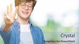  Presentation with elegant man in glasses optics - Audience pleasing slide set consisting of third eye - young handsome man wearing glasses backdrop and a light blue colored foreground