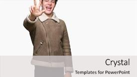  Presentation with winter and new beginnings - Colorful presentation theme enhanced with third eye - young handsome man wearing winter backdrop and a light gray colored foreground