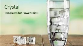  Presentation with water glass - PPT theme with thirst - glass of water with ice background and a soft green colored foreground