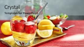  Presentation with lemonade - Presentation with thirst - glass with delicious strawberry lemonade background and a light gray colored foreground
