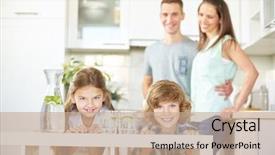  Presentation with family children - Amazing presentation theme having thirst - happy family and two children backdrop and a coral colored foreground