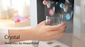  Presentation with filling water glass - PPT layouts consisting of thirst - woman filling glass from water background and a coral colored foreground