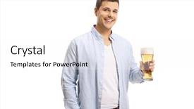  Presentation with beer - Beautiful theme featuring thirsty - handsome young man holding backdrop and a white colored foreground