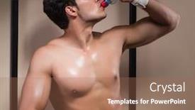  Presentation with water sports - Slide set with thirsty-man-drinking-water background and a coral colored foreground