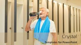  Presentation with locker room - Slide deck having thirsty-senior-drinking background and a coral colored foreground