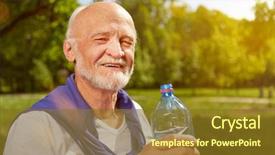  Presentation with water sports - Slide deck featuring thirsty senior man drinking fresh background and a tawny brown colored foreground