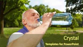  Presentation with water sports - Audience pleasing presentation theme consisting of thirsty senior man drinking backdrop and a tawny brown colored foreground