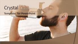  Presentation with close up of young girls - Theme enhanced with thirsty young sportsman drinking water background and a coral colored foreground