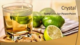  Presentation with healthy drink - Beautiful slide set featuring quechers - healthy detox drink with ginger backdrop and a lemonade colored foreground