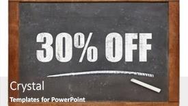  Presentation with percent - PPT theme enhanced with thirty percent off - discount sign - white chalk text on an isolated vintage slate blackboard background and a tawny brown colored foreground