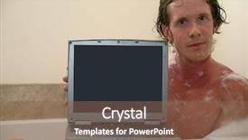  Presentation with bubble - Slide set having thirty-something-man-in-bubble background and a violet colored foreground