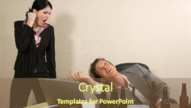  Presentation with office ergonomics man worker exercising - PPT theme consisting of thirty something office man drunk background and a  colored foreground