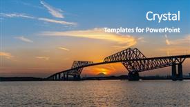  Presentation with tokyo - Slide deck having that sun move pass mountain background and a teal colored foreground