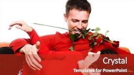  Presentation with black couple having fun - Cool new theme with this is a happy moment a young couple is having a date and the man tries to be very romantic and seductive he keeps a rose between his teeth and the woman finds this very funny and she laughs backdrop and a crimson colored foreground