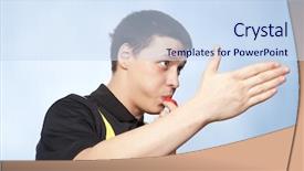  Presentation with referee - Cool new theme with soccer coach - this male referee has gone backdrop and a sky blue colored foreground