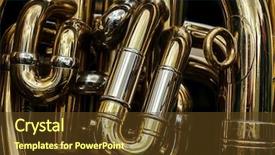  Presentation with marching band - Amazing PPT theme having this polished brass band backdrop and a tawny brown colored foreground