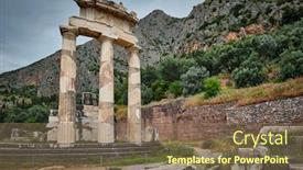  Presentation with ancient greece - Beautiful PPT theme featuring tholos-with-doric-columns backdrop and a violet colored foreground