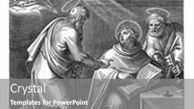  Presentation with life story - Slide deck with thomas-aquinas-is-surprised background and a gray colored foreground