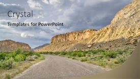  Presentation with storm clouds - Audience pleasing slide deck consisting of thompson-canyon-road-through-book backdrop and a light blue colored foreground