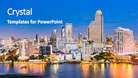  Presentation with bangkok - Theme featuring thong - bangkok thailand skyline background and a teal colored foreground