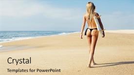  Presentation with sexy girl - Cool new PPT theme with thong - beautiful and sexy surfer girl backdrop and a lemonade colored foreground