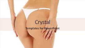  Presentation with female - Slide deck having thong - female butt white background copyspace background and a  colored foreground